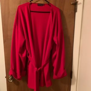 NWOT Red wide sleeve tie shirt
